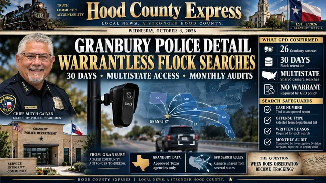 Granbury police detail warrantless Flock searches, multistate access