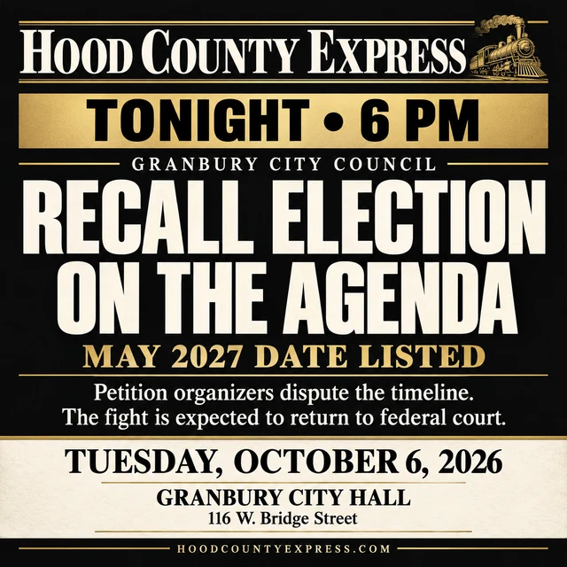 Granbury recall election on the October 6 council agenda